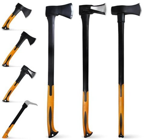 BOOMET Spaltbeil 2000g · 9 Modelle: Beil, Axt, Sappi, Set · Holzhacke mit Fiberglasstiel · Äxte zum Holz spalten in mini, klein, groß · Spaltaxt für Kaminholz