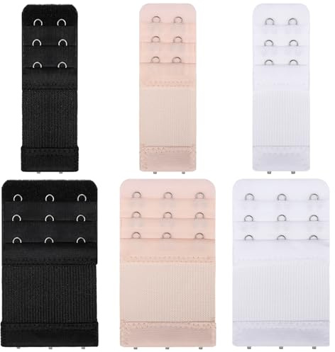 XREE 6 Stück BH Verlängerer 3 Haken, Bra Extender BH Verlängerung 2 Haken BH Verschluss Elastisch für Damen und Mädchen