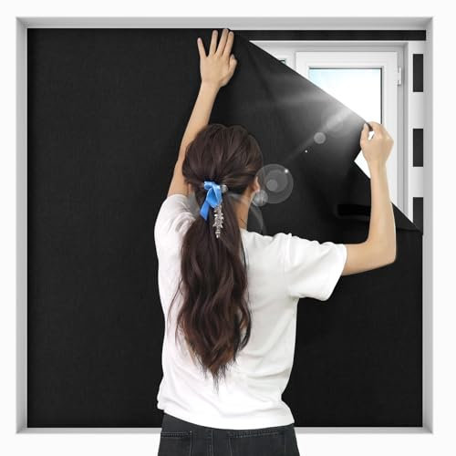 BKSAI Estor Opaco sin Perforación Cortina Opaca para Ventana de Tela Protección Solar e Intimidad, 130X150CM Película Opaca Ventanas Recortable y Portátil para Ventana Techo Dormitorio Oficina Viaje