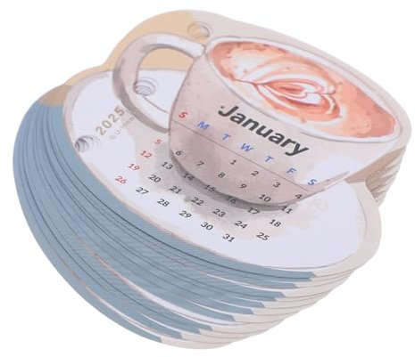 Gadpiparty Tischkalender mit Kaffeedesign Klappkalender für Büro und Schule Monatlicher Planer mit Losen Blättern als Tischplaner für Schreibtisch