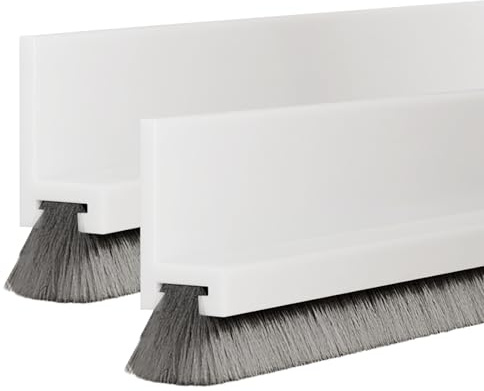 2 Pieces 100×5.5 cm Floor Seal with Brush, Wind and Dust Protection, Door Brush Cover Strips, Cuttable Sealing Tape for Doors, Door Bottom Seal Brush for Insect Protection, Cold-Proof, Soundproof