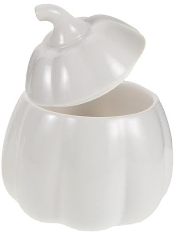 Healifty Bol En Céramique En Forme De Citrouille Avec Couvercle Bol à Soupe Blanc Compatible Micro-ondes Multifonction Pour Fêtes Halloween Et Usage Maison Décoration Automne