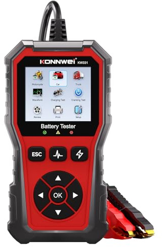 Testeur de batterie de voiture 6 V/12 V/24 V, 100-2000 CCA - Analyseur numérique AGM Lithium Gel Testeur de batterie pour voiture, moto, camion, VTT, SUV, bateau
