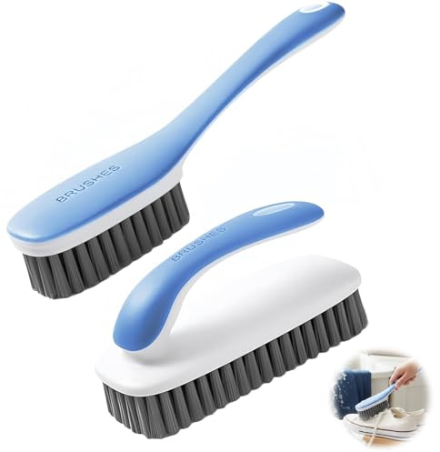 2Pcs Soft Bristle Brush, Shoe Cleanings Brush, Small Cleaning Brushes, Soft Brushes for Cleanings, Easy to Grip, Brush for Carpet, Clothes, Bathroom,Sneaker, Countertops, Bathtubs (Blue)