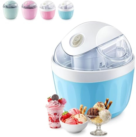 Mini Heladera Doméstica Pequeña, Máquina Eléctrica Personal De 500 Ml Para Helado Casero Rápido En 15 Minutos, Sorbete Y Yogur Helado, Máquina De Postres Compacta De Un Solo Toque Para Una Blue2