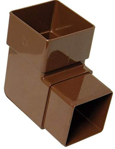 Floplast Quadratisches Fallrohr, 65 mm, 92,5 Grad abgewinkelt, gebogen, Braun, 2 Stück