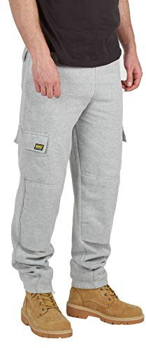 Mens Combat Cargo Work Tracksuit Jogging Bottoms with Knee Pad Pockets Size S to 5XL by MIG - Fleece Pants (Medium - 34/36 Waist, Grey)