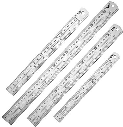 ZZTX Ruler Metal Straight Edge Stainless Steel Ruler 6 Inch 8 Inch 12 Inch 16 Inch Ruler Set Rulers Bulk Set of 4