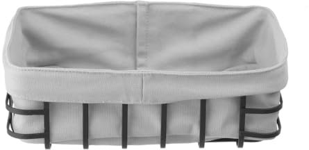 HENDI Brotkorb, rechteckig, mit waschbaren Beutel, Metallrahmen, Brotmulde, Brotkörbchen, Brötchenkorb, 250x180x(H) 85mm, Metall, Baumwolle, grau