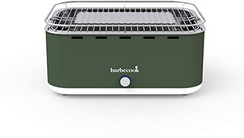 Barbecook Carlo barbecue de table au charbon, grille camping, Army Green 44x33x21cm