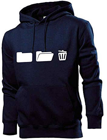 Generisch Shirt84.de Classeur à capuche avec corbeille à papier sur ordinateur pour homme - Bleu - Small