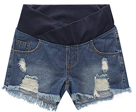kewing Verano Pantalones Cortos de Maternidad - Ropa De Embarazo Shorts de Mezclilla Cintura elástica Jeans Shorts por Mujeres Embarazadas