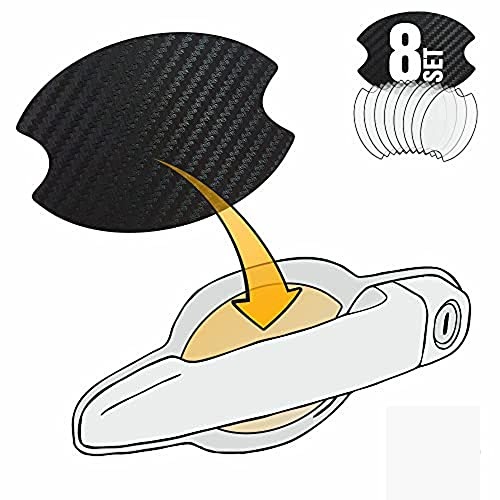 LACKSCHUTZSHOP Universal Lackschutz-Folie für Auto-Griffschale/Griffmulde - Türgriff-Schutzfolie - Selbstklebende Klebefolie - 8-teilig - 3D Carbon Schwarz - 85x60mm