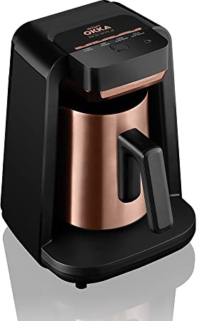ARZUM Okka Rich Cafetière turque automatique à café et boissons chaudes, velours, 5 tasses, noir/cuivre