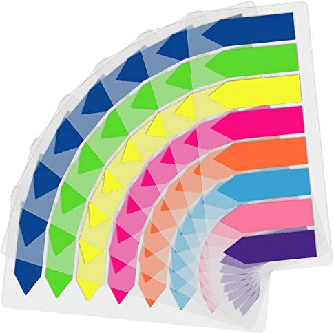 1280 Stück Haftnotizen Set YUTOU Klebezettel Klebemarkierungen Haftmarker Haftstreifen Haftnotizzettel Page Flags Tab Index Beschreibbare Etiketten für Seitenmarkierung, Pfeilform, 8 Farbe
