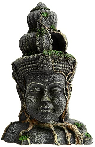 Toolzia Große Buddha-Aquarium-Ornamente, Buddha, Aquarium-Dekoration, Landschaftsbau, Versteck, Versteckhöhle (26 x 16 x 8 cm), Bronze, Harz
