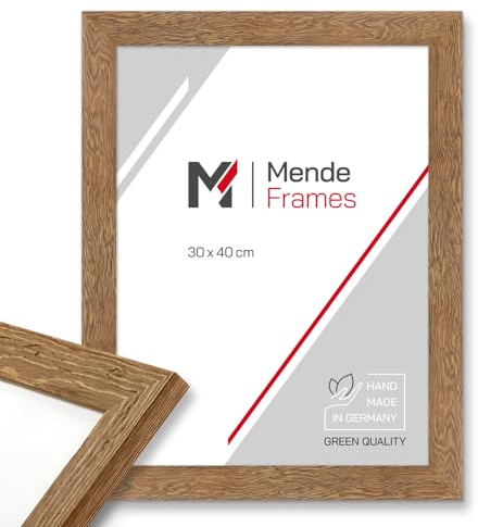 Mende Frames Bilderrahmen Strandhaus Stil 30x42cm DIN A3 I Farbe: Eiche-Optik I Fotorahmen I rustikaler Bilderrahmen Landhaus I Made in Germany I V750