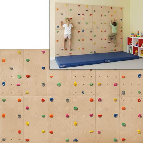 ALPIDEX Kletterwand Komplettset ab 1,44 qm in Natur/Weiß/Braun Klettergriffe und Befestigungsmaterial inklusive, unbegrenzt erweiterbar Kinder Erwachsene
