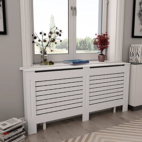 FIRBNUS 2 Stk. 172x19x81.5 cm HeizköRperverkleidung HeizköRper Heizungsverkleidung HeizköRperabdeckung LamellentüR Heizungsrohr Verkleidung Weiß 2 Stk.