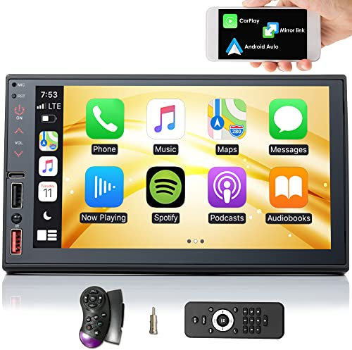iFreGo apple carplay display, Android auto display 7 2 din radio autoradio bluetooth 5.1, car play display mit bildschirm touchscreen, 7 Bunte Lichter, phone link,Rückfahrkamera+,RDS, Type-c, USB, sd