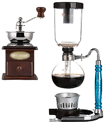 JITEM Kaffeemaschine Siphon Kaffeemaschine Manuelle Retro Vakuum Glas Siphon Topf Perkolatoren 3 Tassen Glas Tischplatte Siphon Kaffeemaschine für Kaffee oder Tee