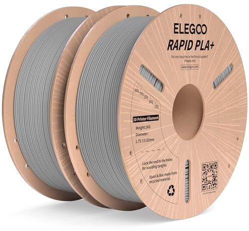ELEGOO High Speed PLA+ Filament 1.75mm Grau 2 KG, Rapid PLA Plus 3D Drucker Speedy Filament, 600 mm/s Hochgeschwindigkeitsdruck, Maßgenauigkeit +/-0,02mm, 2kg Spule (4.4lbs)