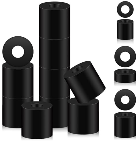 Swpeet 10Pcs noir 1 OD x 3/8 ID x 1 épaisseur Multi Purpose néoprène entretoise ronde en caoutchouc, Anti vibrations coussinets d’isolement épais en caoutchouc rondelle plate rondelles rondelles