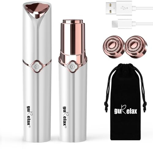 GURELAX - Gesichtshaarentferner für Frauen Wiederaufladbar, Face Mini-Haarentferner - 2x Ersatzköpfe im Lieferumfang Enthalten, Schmerzfreier Gesichtsrasierer Damen,Kleiner Rasierer für Wangen, Kinn