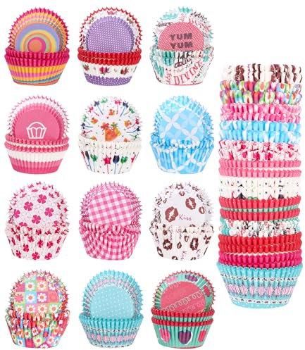Xespis 600 Pezzi Pirottini Carta per Muffin Cupcake, Arcobaleno Pirottini Stampo di Carta per Cioccolatini Dessert Torta Matrimoni Compleanni