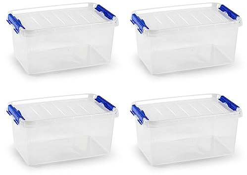 Acan Tradineur - Pack de 4 Cajas de Almacenamiento - Fabricado en plástico - Contenedor para almacenar Libros, ropa, mantas - N.º 26-15,5 x 34 x 22,5 cm - 8 Litros