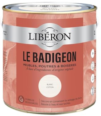 Libéron Le Badigeon meubles, poutres et boiseries, Blanc coton 2L | A base d'ingrédients d'origine végétale, Décore en conservant le veinage du bois, Résist à l'eau et aux taches