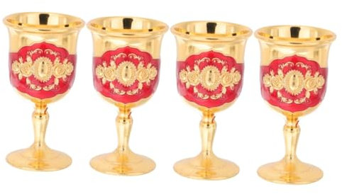 Cabilock 4 Piezas Copa Antigua Copas Vaso De Licor Casero Copa De Vino Retro Taza De Licor Multifunción Cáliz De Fuego Copa Cáliz Copa Casera Productos Domésticos Delicado De Zinc