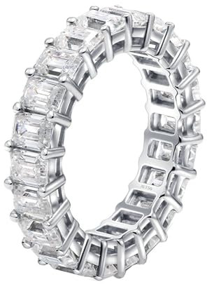 Skcess 14 Karat Weißgold Damenringe Weiß Moissanit Smaragd, Zierlicher Ring 0,25 ct Rechteckiger Moissanit Ring Damen Größe 63 (20.1)