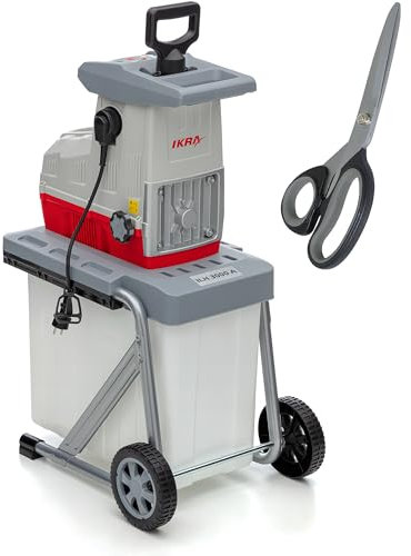 IKRA biotrituratore elettrica ILH 3000 A, silenziosa e robusta, 3000W, spessore dei rami fino a 44mm, incl. forbici