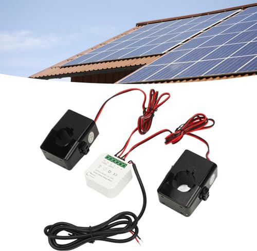 Contatore di Energia Intelligente Monofase Tuya WiFi 90-250VAC con 2 Trasformatori a Pinza Amperometrica 300ACT per Monitoraggio e Statistiche di Potenza Ed Energia
