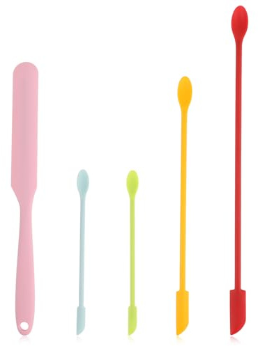 Lot de 5 spatules de maquillage en silicone pour cosmétiques, lotions, spatules multicolores pour le visage, ensemble de spatules réutilisables en caoutchouc pour bouteilles de cuisine cosmétiques