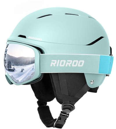 RIOROO Casque De Ski avec VisièRe RéGlable Respirant Casque De Sport avec VisièRe pour Les Sports De Neige Snowboard Coupe - Vent pour Les Hommes Et Les Femmes Casque De Ski Junior