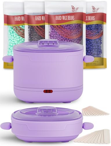 CITHOT Cera Brasiliana Kit, Silicone Pieghevole Scaldacera, Portabilità Scaldacera Professionale con 400g Perle di Cera, 20 Spatole, Viaggi, Casa