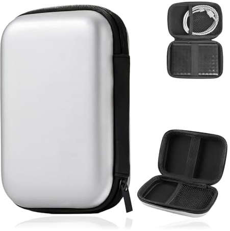 DHWEKU custodia rigida Custodia per Hard Disk Esterno 2.5'',Custodia Hard Disk Esterno 2.5per SDD HDD caso,Memoria Esterna Portatile Disco Esterno Protettiva Borsa Antiurto Rigida Cover Case,Argento