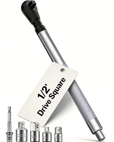 JTZWN 1/2 Offset Extension Wrench, Impact Ratchet Extender for Electric Drill, with 3/8, 1/4 Adapters for Tight Spaces