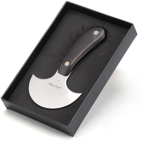 WUTA Coltello rotondo in pelle, coltello con testa rotonda in acciaio ultra affilato, strumento fai da te per intagliare la pelle (3 pollici)