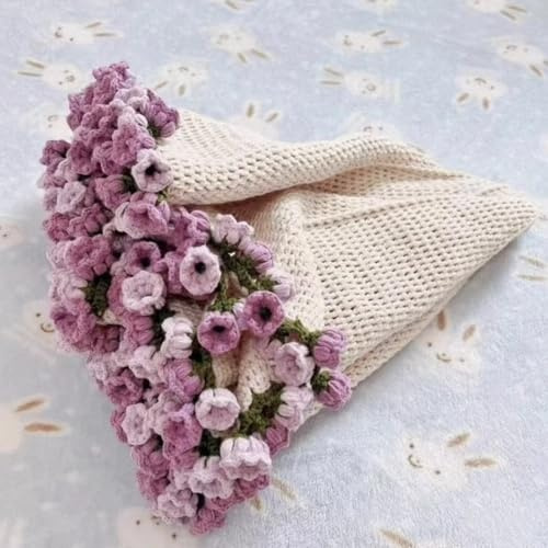HItianya Blumenstrauß Decke, Handgefertigte Rosendecke, DIY Gehäkelte Blumen Decke, Decken im Bohème-Stil, Handgehäkeltes Materialpaket, Geschenk zum Muttertag, Geburtstag, Hochzeit (Typ G)