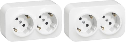 Legrand, Enchufe de Pared 2 Tomas, Forix, Color Blanco Estándar (Paquete de 2)