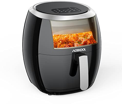 Freidora de aire, XXL sin aceite 8L 1800W, freidora con libro de recetas en alemán, 8 programas, control de temperatura ajustable