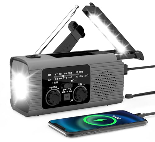 Radio De Survie Solaire, AM/FM/NOAA Radio À Manivelle Et Piles Et Secteur, Radios A Pile Solar Portable, Lampe De Poche pour Maison, Secours, Camping, Voyages, Outdoor, Randonnée, Catastrophe