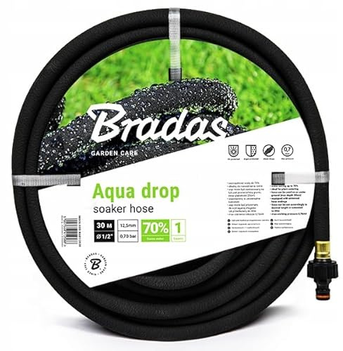 Bradas GARDEN CARE - Bewässerungsschlauch AQUA DROP 1/2 Zoll 25 m – Perlschlauch - Tropfschlauch Bewässerung - Gartenschlauch Flexibel - Gartenbewaesserung Schlauch – Bewässerungssystem