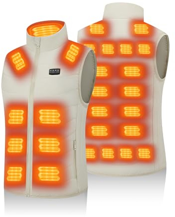 Heated Gilet Women and Men – 5V/7.4V Power Support, Heated Body Warmer with 26 Heating Pads,Fast Heat, Independent Switches – Lightweight for Riding, Hunting, or Warehouse Work(Battery Not Included)