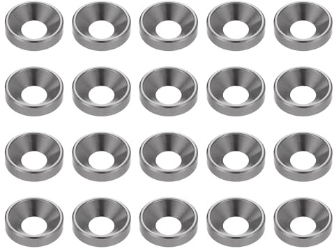 sourcing map 20 arandelas avellanadas M6 de acabado de aleación de aluminio anodizado, juntas de tornillo para piezas de accesorios mecánicos, color gris