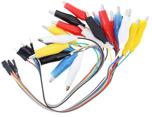 AEWIENGGIG 20Cm 10Pin Male Female Double-End Alligator Crocodile Clips to Jump Jumper Wire Test Lead Connector Cable DIY F