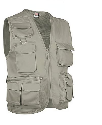 Genérico Chaleco Multibolsillos Transpirable Safari | Ideal para Trabajo, Aventura | Sarga Resistente y Confortable | Muchos Bolsillos = 9 (Talla S, Color Beige Arena)